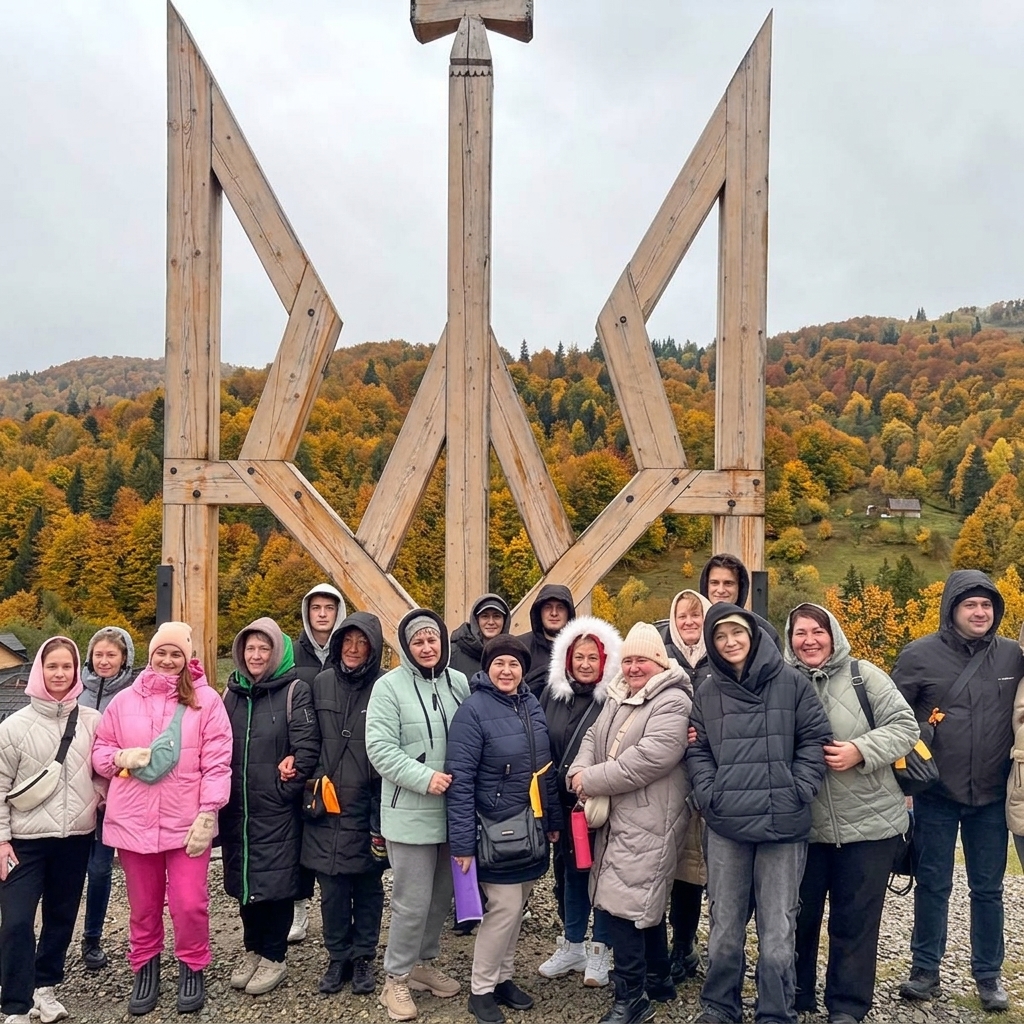 Група мандрівників в осінніх Карпатах